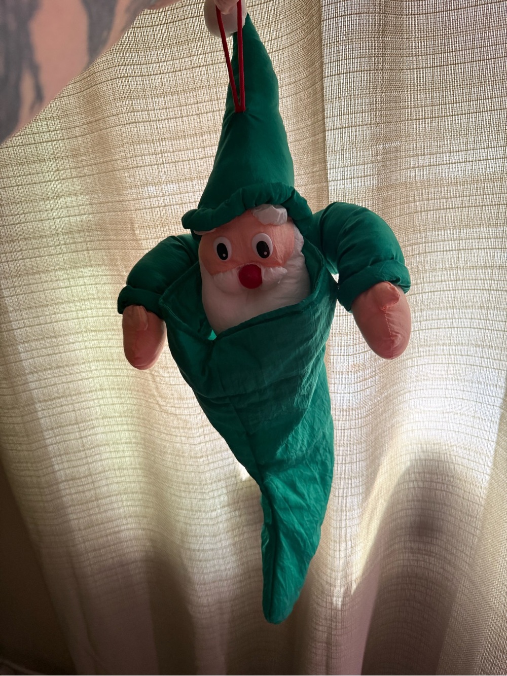 Vintage Department 56 Nylon Plush Elf  Stocking  OSCH